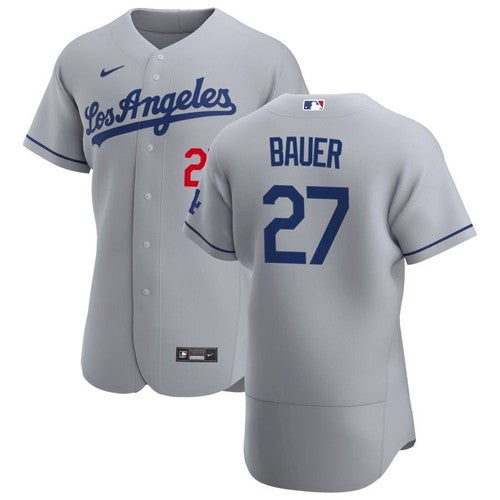 Men's Los Angeles Dodgers Trevor Bauer Replica Jersey Gray